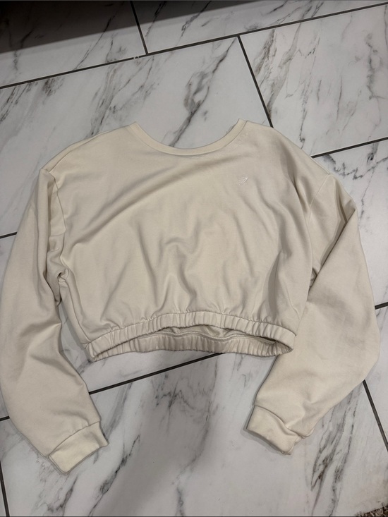 Gymshark Tops - Gymshark Whitney Simmons Cream Cropped Crewneck Sweatshirt